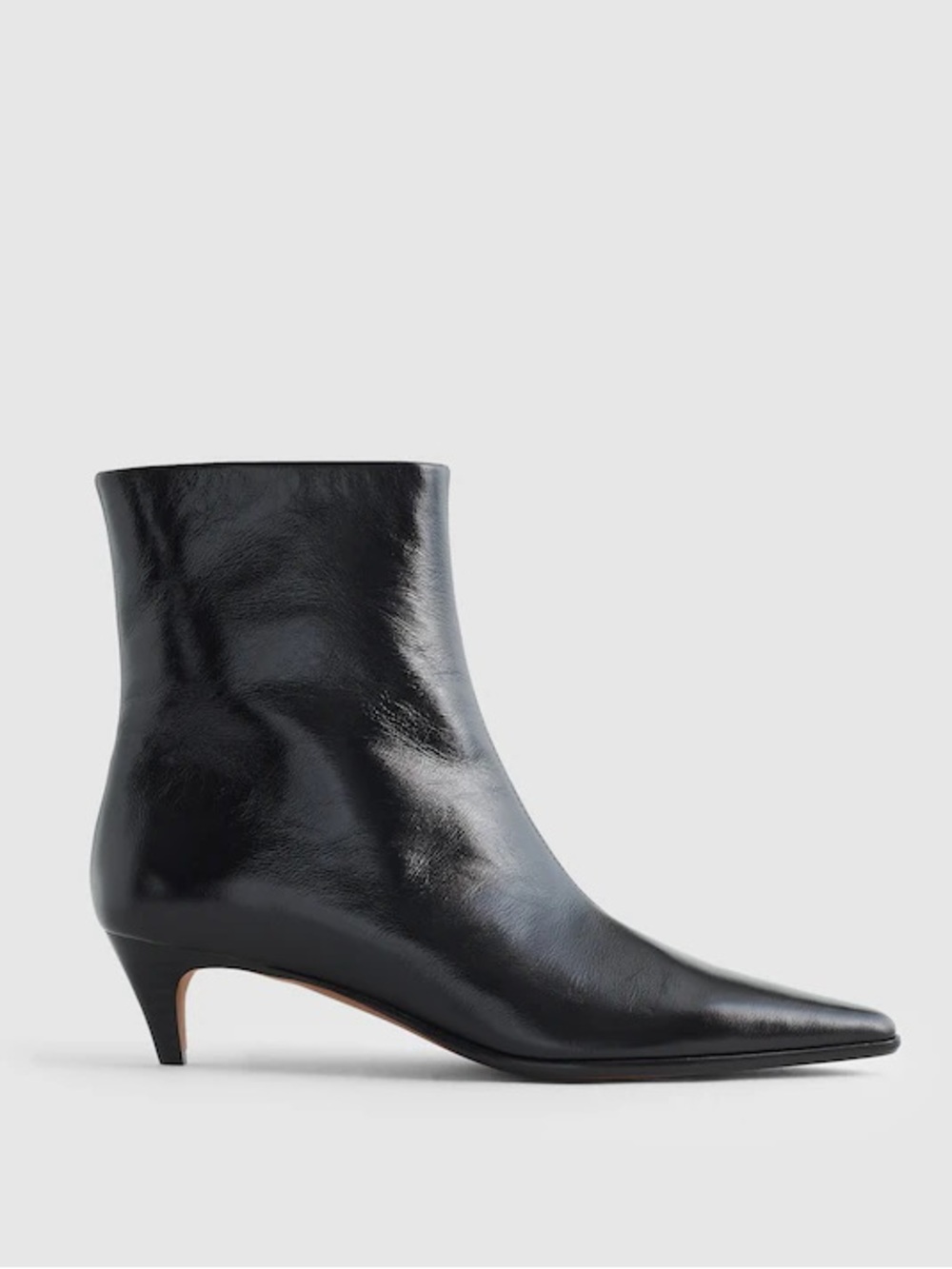 NWOB Madewell Emilie Ankle Boot Crinkled Patent Leather Black Sz 7 NX217 - Picture 2 of 16